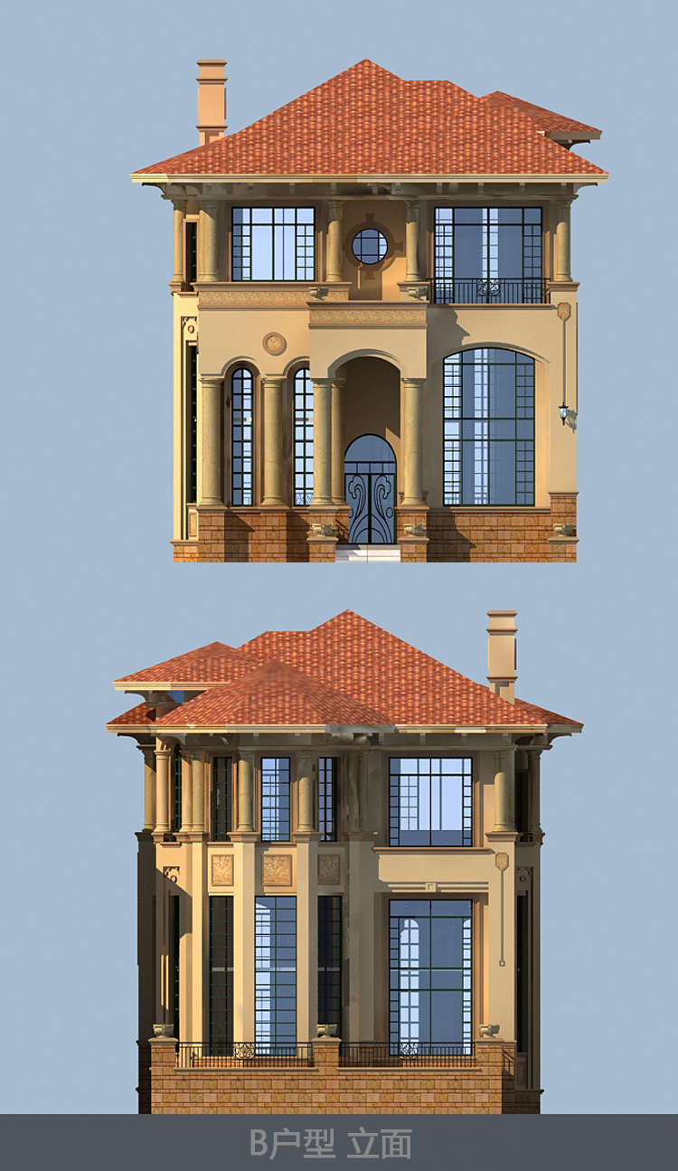 三层自建房别墅效果图,平面图,施工图设计案例