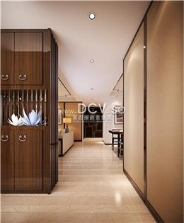 西安高端室内装修设计-曲江天鹅堡新中式住宅