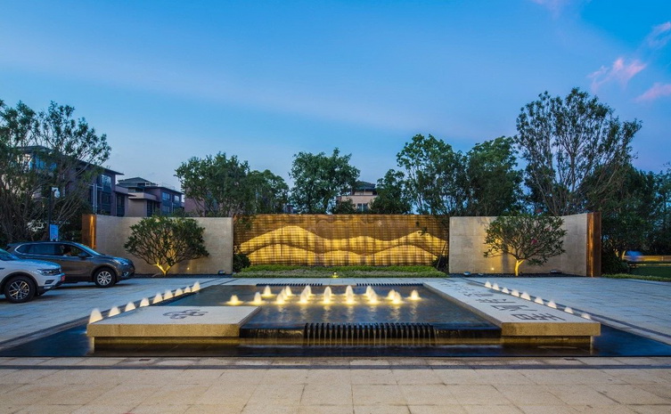 珠海星河传奇 现代 展示区 景墙 景观水系 景观设计 唯美水池  夜景.jpg