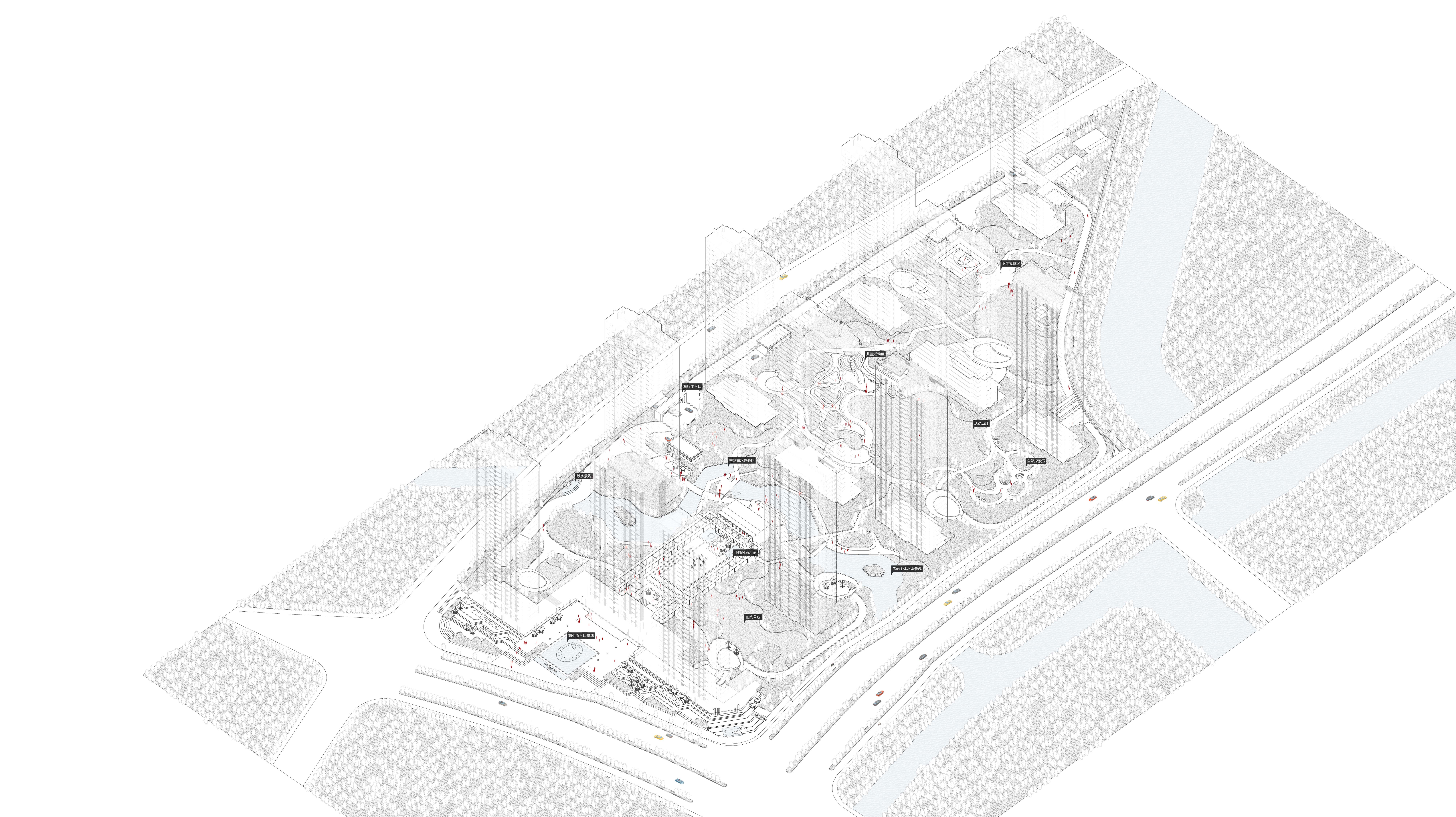 aai國際建築師事務所 >杭州萬科融信·西雅圖▲ 城市設計(雙軸規劃