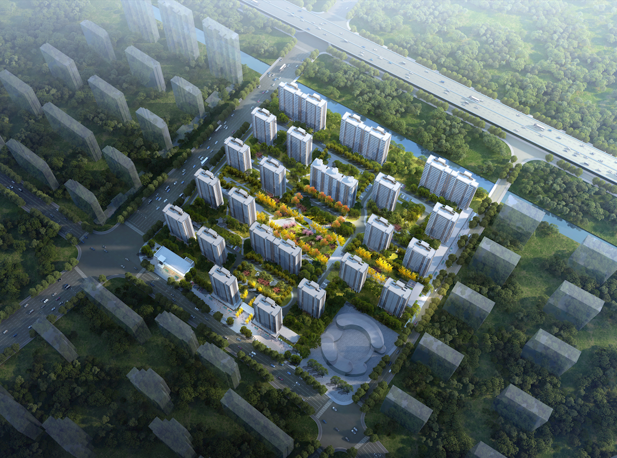 20220602杭州翁梅街地块项目鸟瞰图(1)