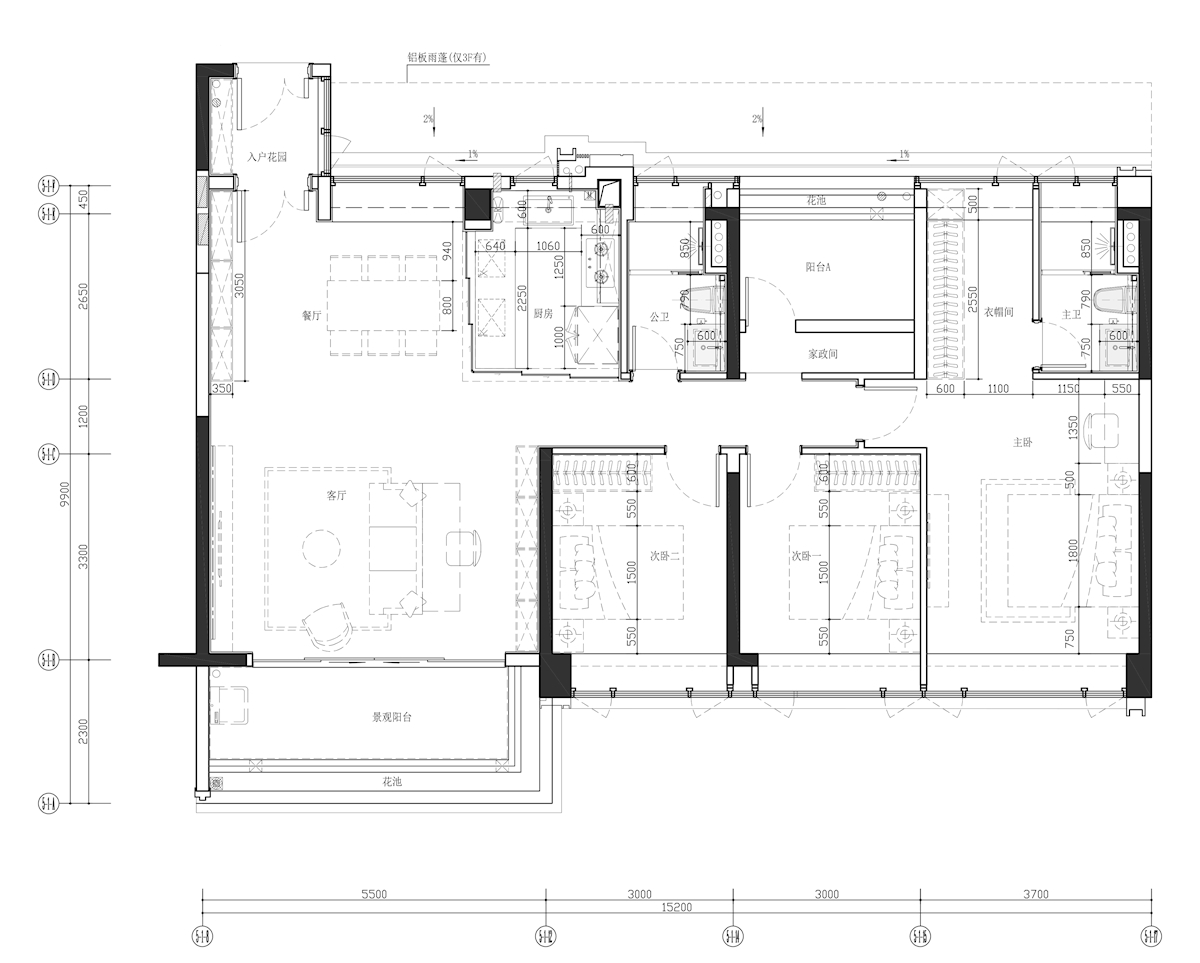 D-1-G-P 商品房标准层住宅140C户型平面图 
