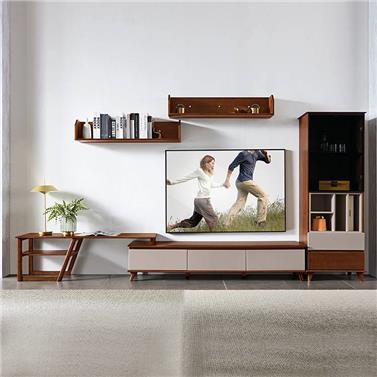 现代极简客厅电视柜组合实木电视柜